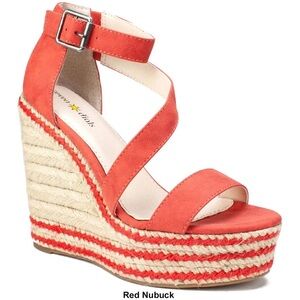 Seven Dials Red and Tan Wedge Espadrille Sandals